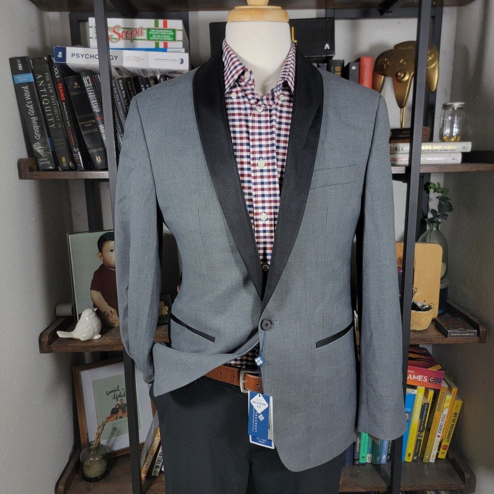 Ryan Seacrest Distinction‎ Men's Dinner Jacket Blazer Gray Single Button 40R